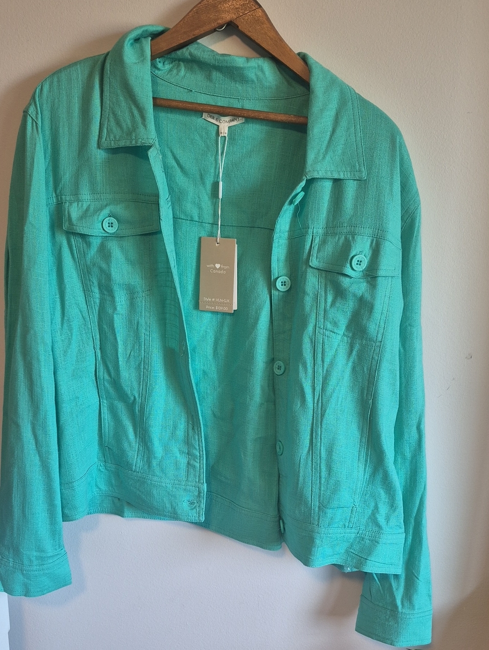 DKR & Company Turquoise Linen Blend Jacket